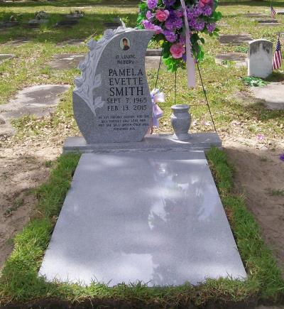 Gray Granite Memorial Ledger with Tear Drop and Roses Headstone with Portrait